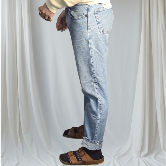 VTG 1997 Gap 1969 Men 31x32 Blue High Rise Tapered Jeans 7in Leg 90s USA Loose - Picture 12 of 12